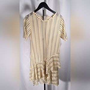 Zara Cream and Black Patterned Blouse